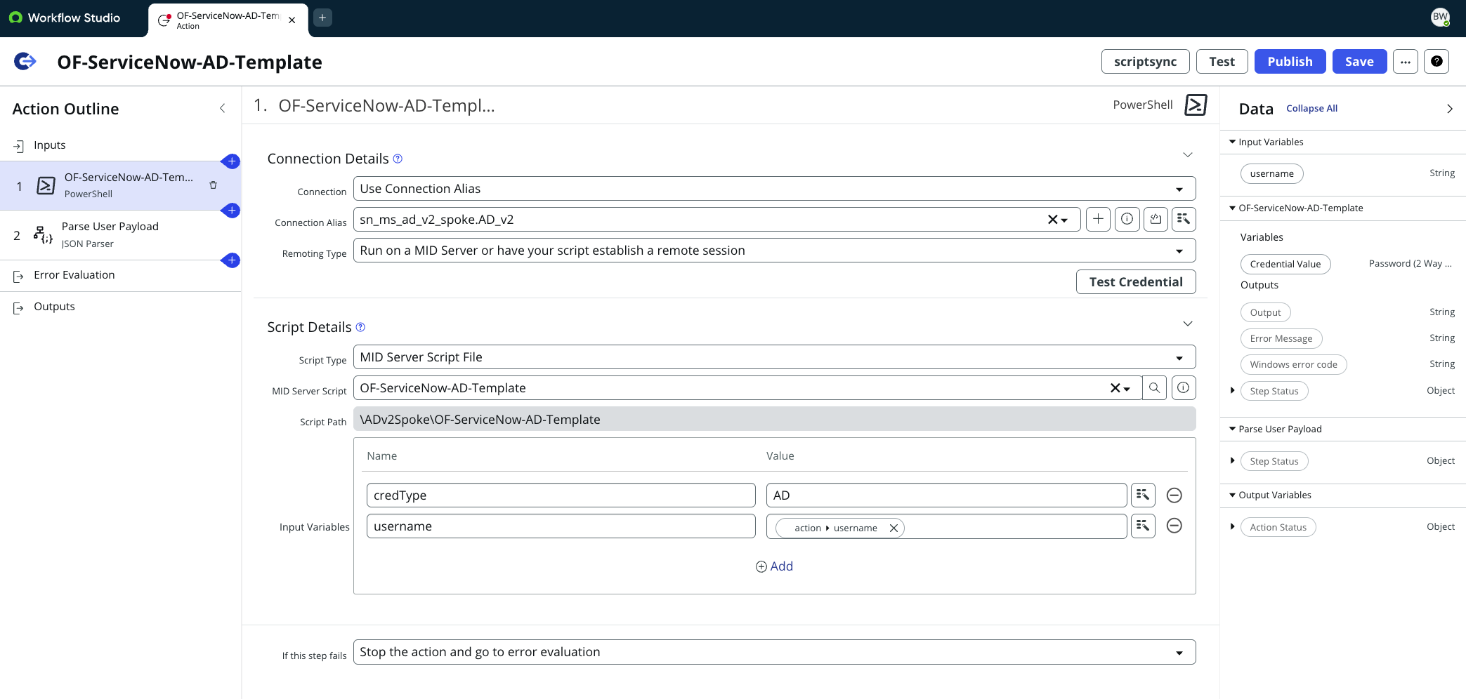 ServiceNow MID Server PowerShell Template for Active Directory